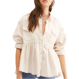 We The Free by Free People / Women's Dylan Babydoll White Shirt Size Large